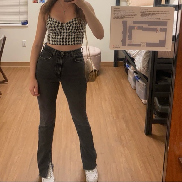 Zara flare grey jeans with hem slits - Picture 2 of 8